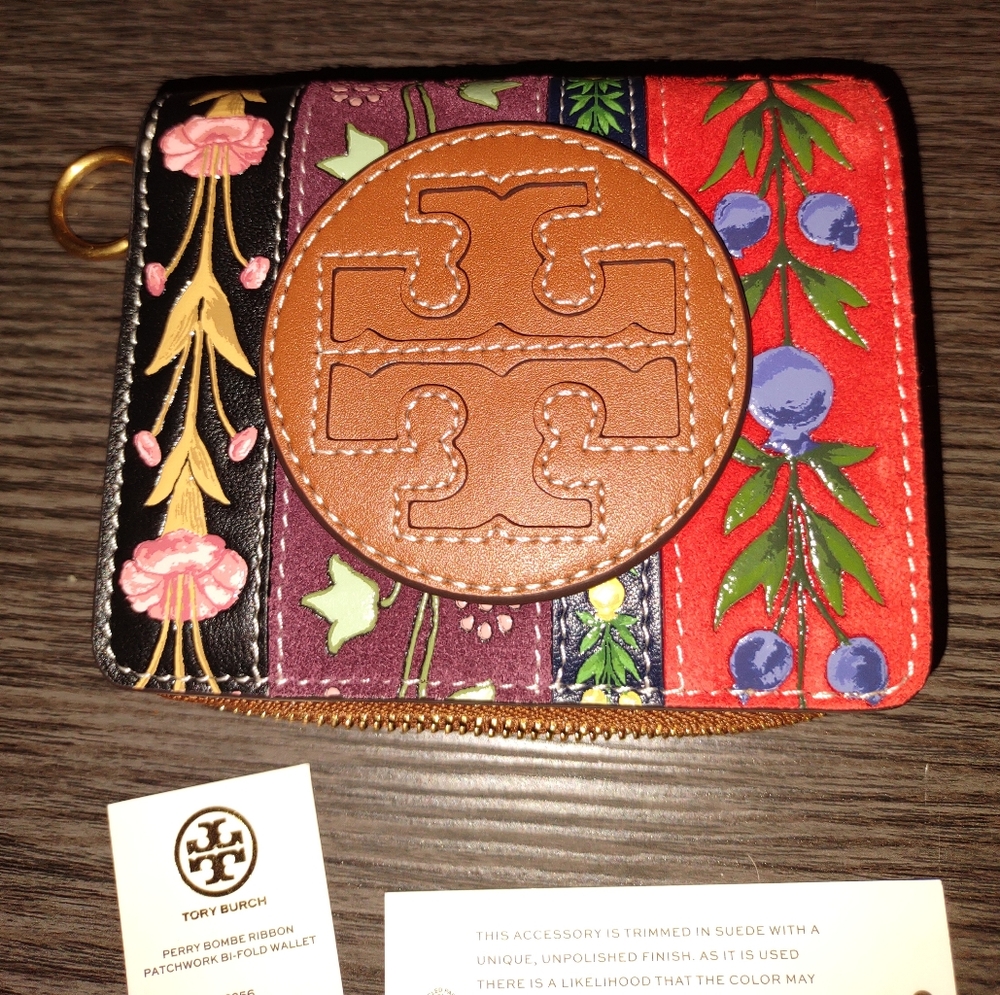 New, unused Tory Burch Perry patchwork  bifold wallet